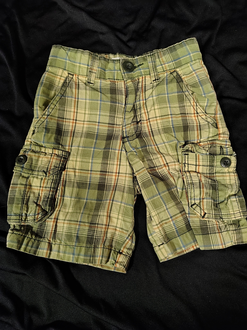 Old Navy Olive Plaid Cargo Shorts